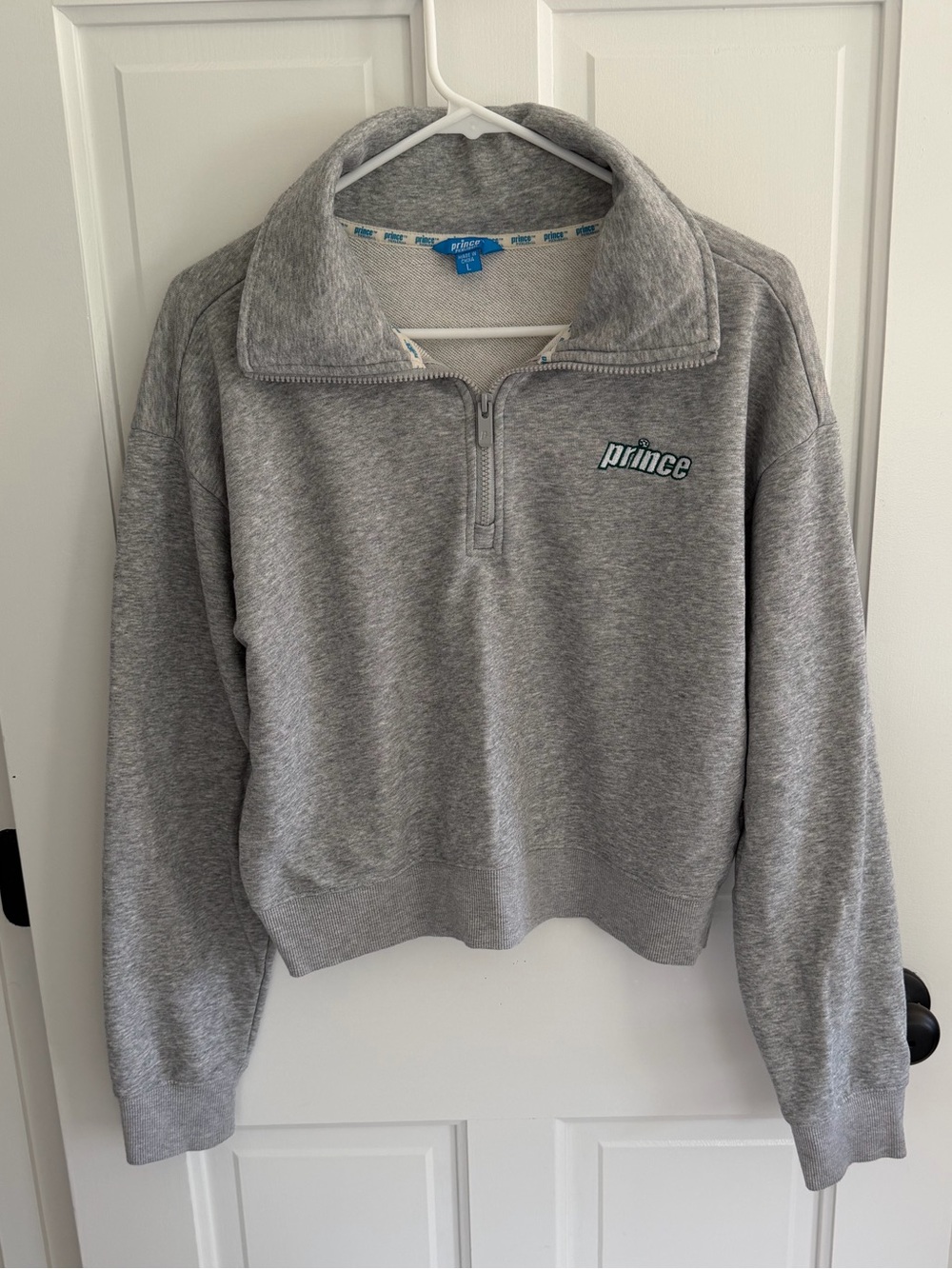 Prince Pickleball Gray Cropped 1/4 Zip Sweatshirt Women's Large Tennis